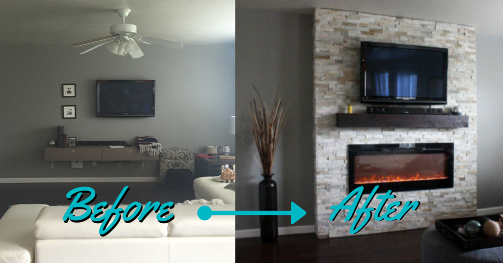 Before and After DIY Electric Fireplace